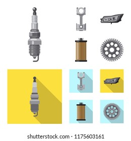 Vector illustration of auto and part sign. Collection of auto and car vector icon for stock.