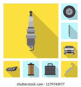 Vector illustration of auto and part sign. Collection of auto and car stock vector illustration.