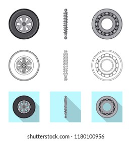 Vector illustration of auto and part sign. Collection of auto and car vector icon for stock.