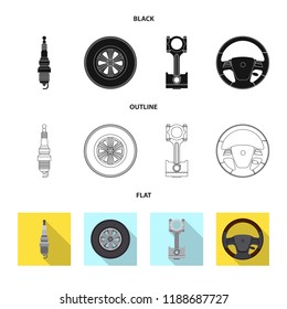 Vector illustration of auto and part sign. Set of auto and car stock vector illustration.