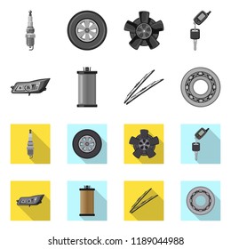 Vector illustration of auto and part sign. Collection of auto and car vector icon for stock.