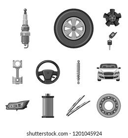 Vector illustration of auto and part sign. Set of auto and car vector icon for stock.