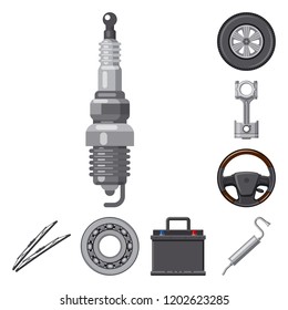 Vector illustration of auto and part sign. Set of auto and car stock vector illustration.