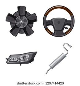 Vector illustration of auto and part sign. Collection of auto and car stock vector illustration.