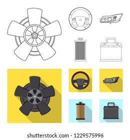 Vector illustration of auto and part sign. Collection of auto and car vector icon for stock.