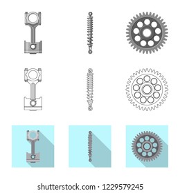 Vector illustration of auto and part sign. Collection of auto and car stock symbol for web.