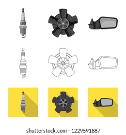 Vector illustration of auto and part sign. Collection of auto and car stock symbol for web.