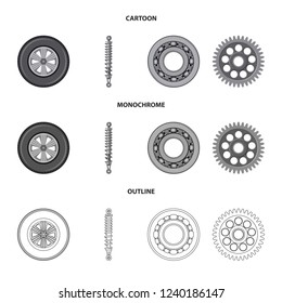 Vector illustration of auto and part sign. Collection of auto and car stock vector illustration.