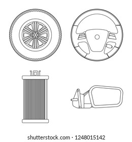 Vector illustration of auto and part sign. Set of auto and car stock symbol for web.