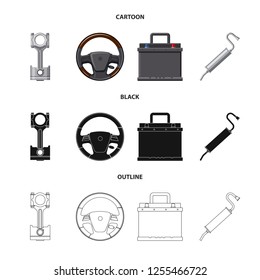 Vector illustration of auto and part sign. Set of auto and car stock vector illustration.