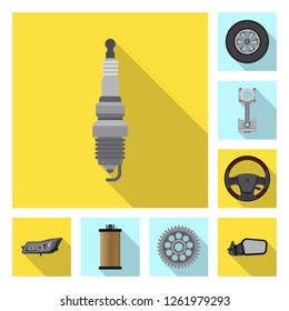 Vector illustration of auto and part sign. Set of auto and car stock symbol for web.