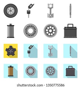 Vector illustration of auto and part sign. Collection of auto and car vector icon for stock.