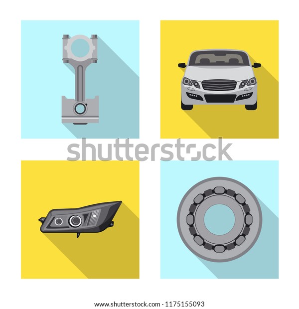 Vector illustration of auto and
part sign. Collection of auto and car vector icon for
stock.