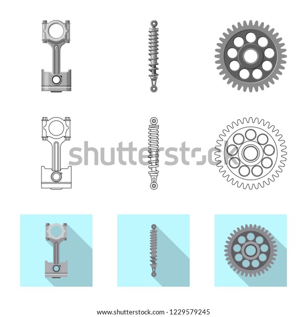Vector illustration of auto and\
part sign. Collection of auto and car stock symbol for\
web.