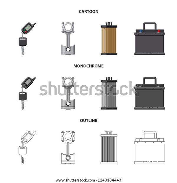 Vector illustration of auto and part\
sign. Set of auto and car stock vector\
illustration.