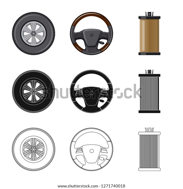 Vector illustration of auto\
and part sign. Collection of auto and car stock vector\
illustration.