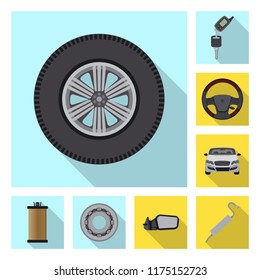 Vector illustration of auto and part symbol. Collection of auto and car stock symbol for web.