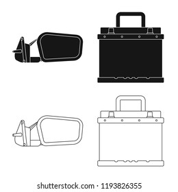 Vector illustration of auto and part symbol. Set of auto and car vector icon for stock.