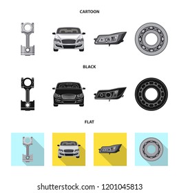 Vector illustration of auto and part symbol. Collection of auto and car stock vector illustration.