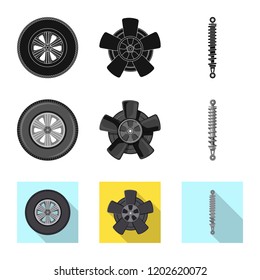 Vector illustration of auto and part symbol. Set of auto and car stock vector illustration.