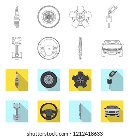 Vector illustration of auto and part symbol. Set of auto and car stock vector illustration.