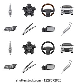 Vector illustration of auto and part symbol. Collection of auto and car stock symbol for web.