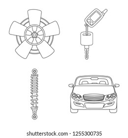 Vector illustration of auto and part symbol. Collection of auto and car vector icon for stock.
