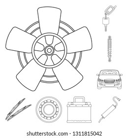 Vector illustration of auto and part symbol. Collection of auto and car stock vector illustration.