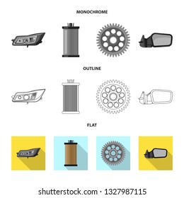 Vector illustration of auto and part symbol. Set of auto and car stock symbol for web.
