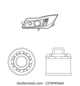 Vector illustration of auto and part symbol. Collection of auto and car stock vector illustration.