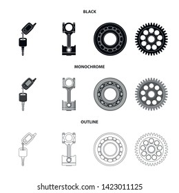Vector illustration of auto and part symbol. Set of auto and car stock symbol for web.