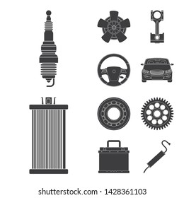Vector illustration of auto and part symbol. Set of auto and car stock vector illustration.