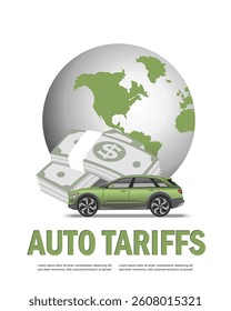 Vector illustration of Auto and auto parts Tariffs concept