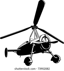 Vector illustration of a autogyro black and white