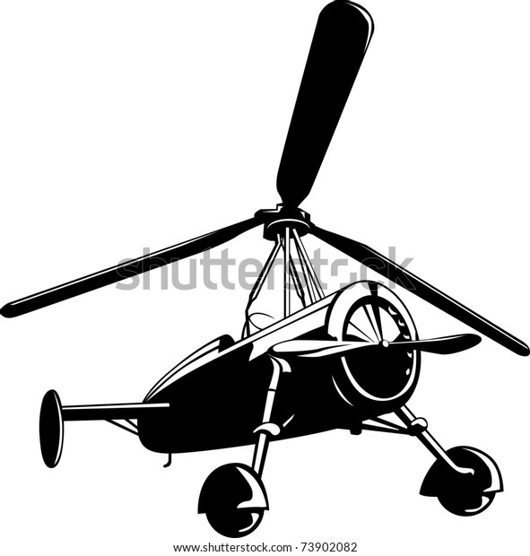 Hakuun Vector Illustration Autogyro Black White Liittyva Vektorikuva Rojaltivapaa 73902082