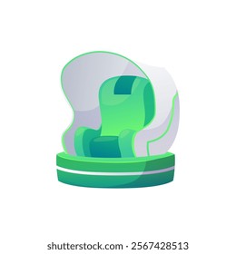 Vector illustration of automated moving chair in virtual amusement park. Digital device. Equipment for VR attractions. Leisure and entertainment. Isolated background. Flat style.