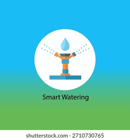 Vektorgrafik einer automatisierten intelligenten Sprinkleranlage, perfekt für moderne Bewässerungs- und Wasserschutzkonzepte.