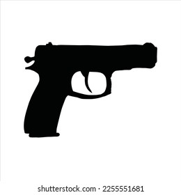 Ilustración vectorial de la silueta de arma automática aislada en fondo blanco