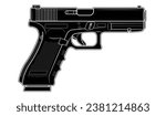 Vector illustration of the automatic pistol on a white background. Black. Right side.