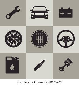 Vector illustration of automobile icons set