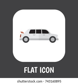 Vector Illustration Of Automobile Symbol On Limo Flat Icon. Premium Quality Isolated Limousine Element In Trendy Flat Style.