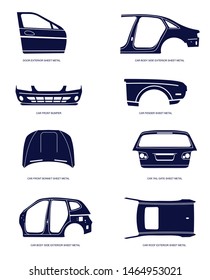 Vector illustration of automotive sheet metal parts