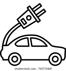Vector illustration. Autonomous car. Charging.