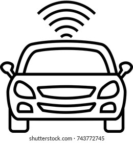 Vector illustration. Autonomous car. Wi Fi