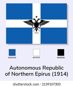 Vector Illustration of Autonomous Republic of Northern Epirus flag isolated on light blue background. Illustration Autonomous Republic of Northern Epirus flag with Color Codes.  