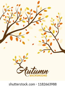 Vector illustration autumn background with branch and leaves