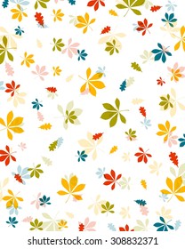 Vector Illustration of an Autumn Background with Colorful Leaves