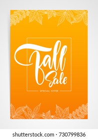 Vector illustration: Autumn background with Handwritten lettering of Fall Sale