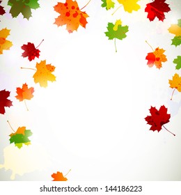 Vector Illustration of an Autumn Background with Leafs