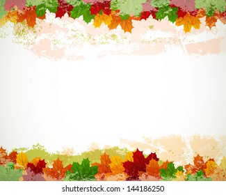 Vector Illustration of an Autumn Background with Leafs